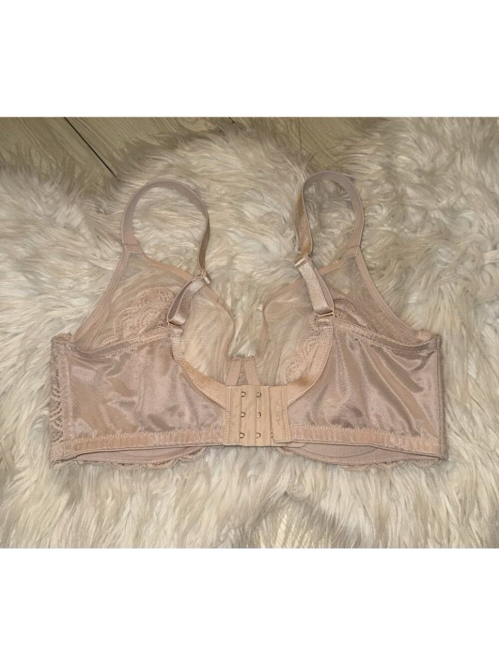 HSIA Lace Minimizer Bra Unlined Unpadded Sheer Underwire Womens 36DD Beige - Picture 4 of 6